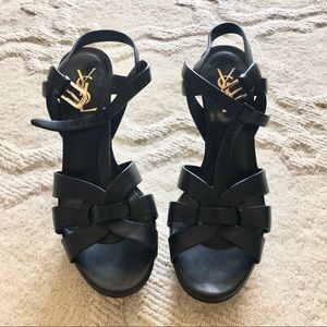SOLD* YSL Tribute Black Leather Platform Heels